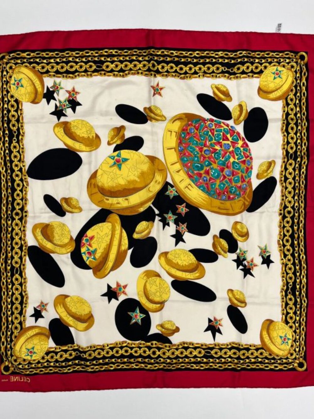 Celine Large Scarf Silk Multicolor Vintage - Picture 16 of 16